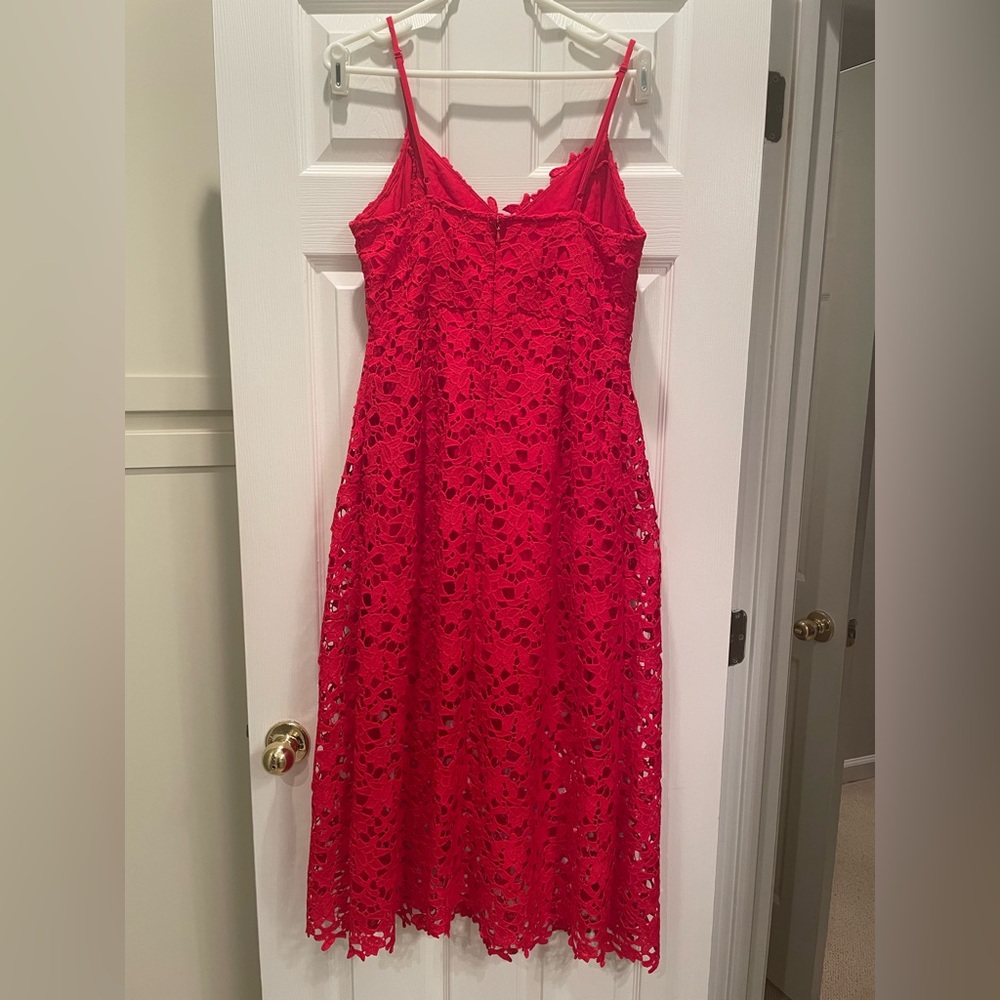 Astr Red Lace Midi Dress with Spaghetti Straps - Picture 3 of 6